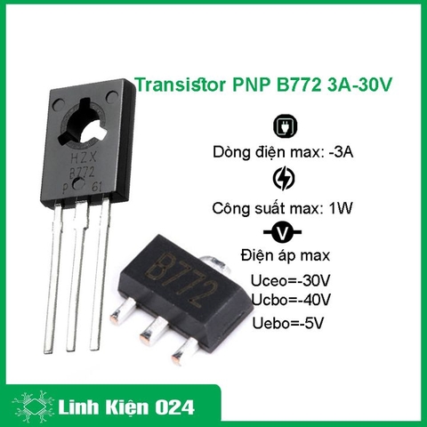 Gói 20 Con Transistor PNP B772 3A-30V TO-216