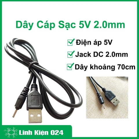 Dây Cáp Sạc USb 5VDC 2.0mm  Máy Rửa Mặt LACO LUXURY Chân Kim