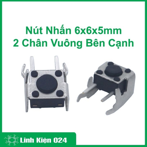Nút Nhấn 6x6x5mm 2 Chân Vuông Bên Cạnh