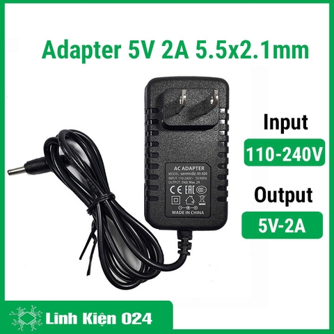 Nguồn Adapter 5V-2A jack DC 5.5x2.1mm