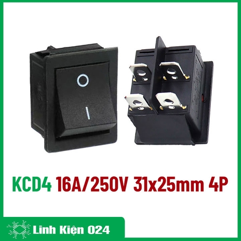 Công Tắc Bập Bênh KCD4 16A/250V 4Pin 31x25mm Không Đèn (k1e16)