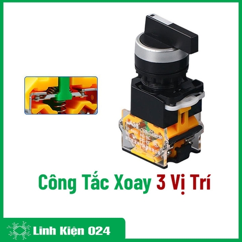 Công Tắc Xoay 3 Vị Trí LA38 440V-10A Tự Hồi ( Xoay Nhả)