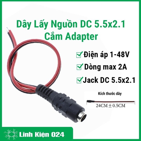 Dây Lấy Nguồn DC 5.5x2.1mm Cắm Adapter
