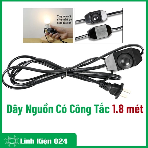 Dây Nguồn Kèm Công Tắc Điều Khiển Độ Sáng Bóng Đèn Tốc Độ Quạt Chiều Dài 1.8 Mét