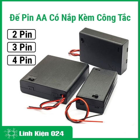 Đế Pin AA Có Nắp, Kèm Công Tắc ( Đấu Nối Tiếp ) (K2B15)