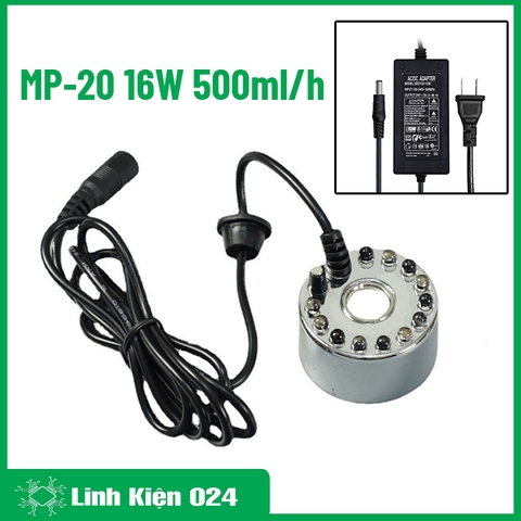 Động Cơ Phun Sương MP-20 16W 500ml/h Full 12 LED 7 màu ( Tặng Adapter 24V-2A )