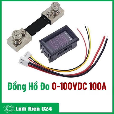 Đồng Hồ Đo Dòng Đo Áp 0-100VDC/100A Có Trở Shunt Đi Kèm (K2H4)