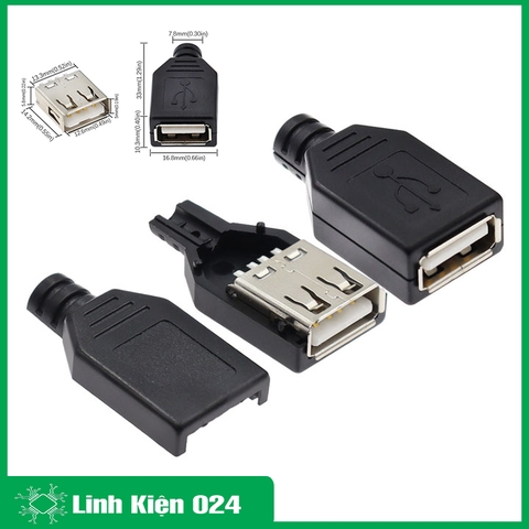 Combo 5 Đầu Jack Cổng USB A Cái 4P + Vỏ