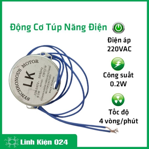 Động Cơ Túp Năng Điện 220VAC 0.2W 4 Vòng/Phút