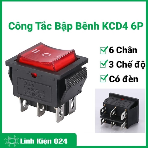 Công Tắc Bập Bênh KCD4 6P 3 Chế Độ Có Đèn