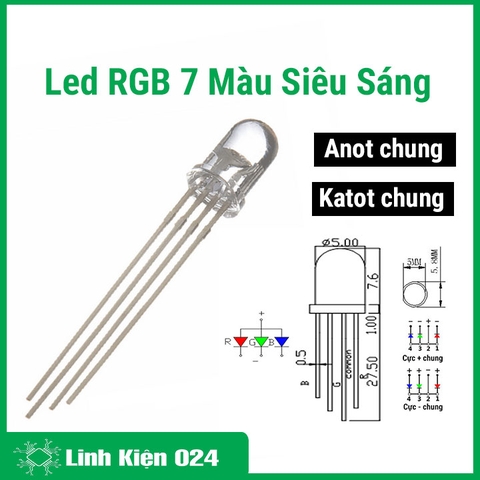 Led RGB 7 Màu Siêu Sáng 5mm