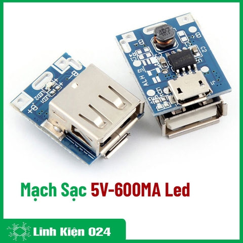 Mạch Sạc Pin Dự Phòng Bản Nâng Cấp 5V-600MA Mini Có Led Báo Sạc (K2A1)