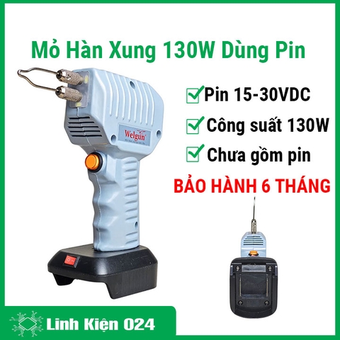 Mỏ hàn xung thông minh 130W bản dùng pin, dùng được dây đồng độ chế và đầu hàn hợp kim của Welgun ( Chưa Bao Gồm Pin)