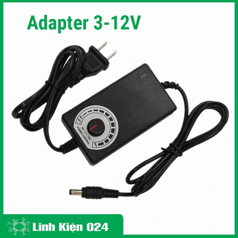 Nguồn Adapter Điều Chỉnh Điện Áp 3-12V Hiển Thị Điện Áp