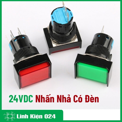 Nút Nhấn Đề Chữ Nhật 24VDC LA16J-11D Nhấn Nhả Có Đèn