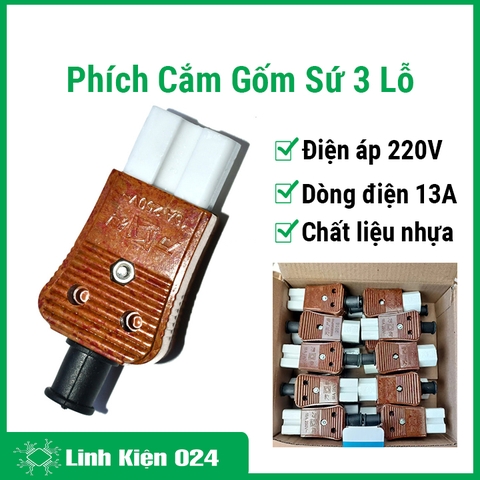 Phích Cắm Gốm Sứ 3 Lỗ 220VA 13A