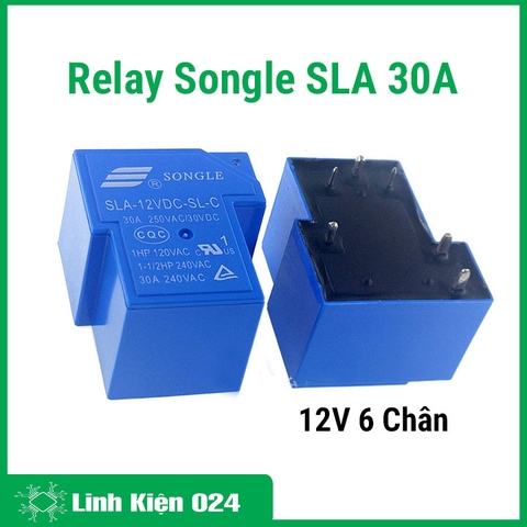 Relay Songle SLA 30A - 12V 6 Chân Màu Xanh (K4F4)