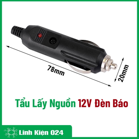 Tẩu Điện 12V Lấy Nguồn Điện Ô Tô Có Đèn Báo