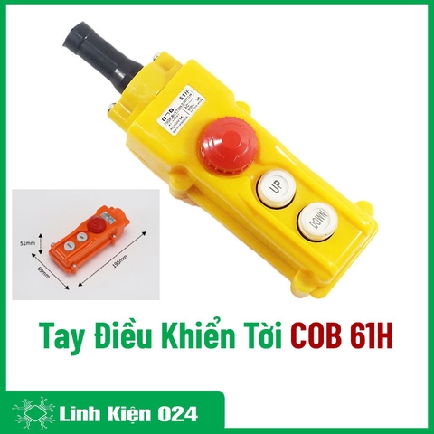 Tay Điều Khiển Máy Tời COB 61H (Đảo Chiều Động Cơ) 2 Nút - Có Nút Dừng Khẩn Cấp