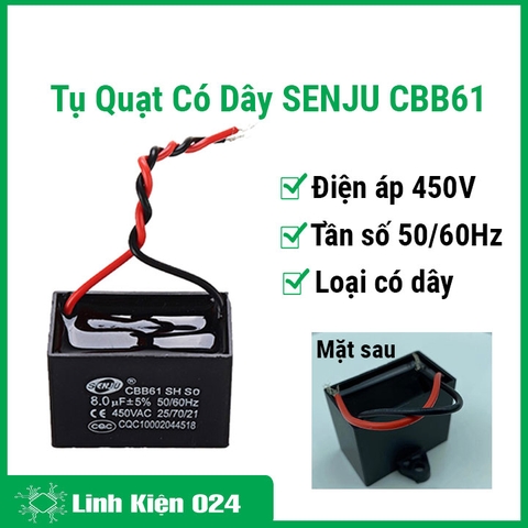 Tụ Quạt 8uF-10uF Dây SENJU CBB61 Loại Tốt