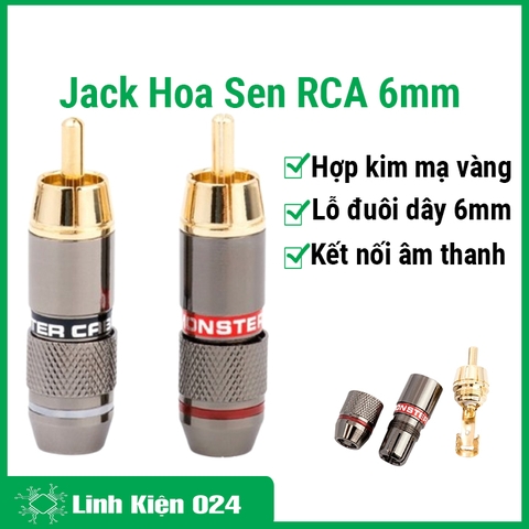 Jack Hoa Sen Mạ Vàng RCA 6mm