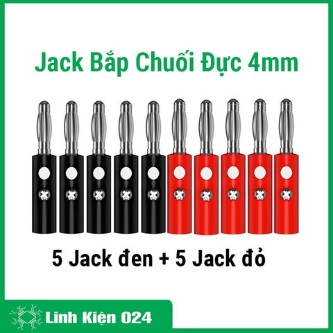 Combo 10 Đầu Jack Bắp Chuối 910MR 4mm Đực (5 Đỏ 5 Đen)