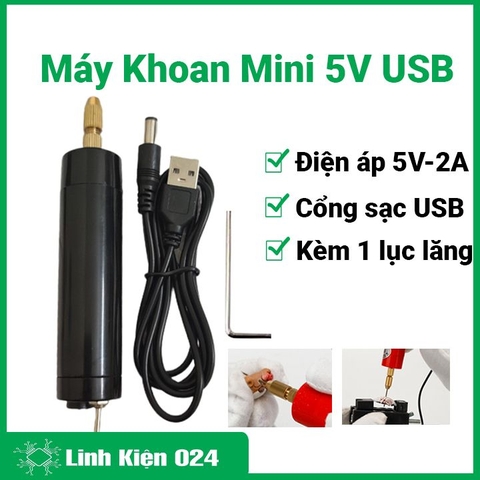 Máy Khoan Mini 5V USB 2A Khoan Thủ Công