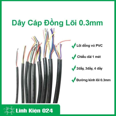 Dây Điện Đen Tròn 0.3M 2 - 3 - 4 Lõi 0.3MM Chất Liệu Dây Đồng 100% Dây Điện Loại Tốt