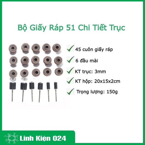 Bộ Giấy Ráp 51 Chi Tiết Trục 3mm