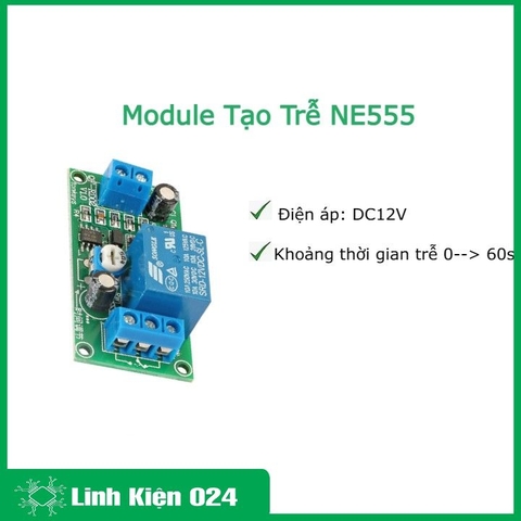 Module Tạo Trễ NE555 Đóng Cắt Relay 12VDC 0-60s (K4E2)