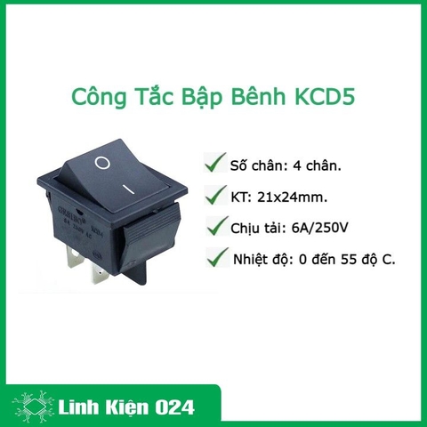 CÔNG TẮC BẬP BÊNH KCD5 - 6A/250V 4P 21x24mm (k1e18)