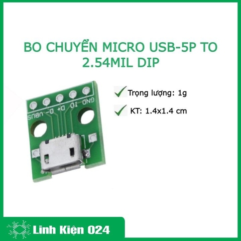 BO CHUYỂN MICRO USB-5P TO 2.54MIL DIP (K2H10-1)