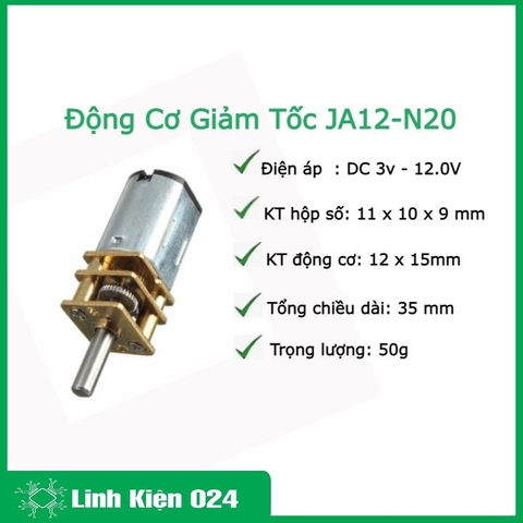 Động Cơ Giảm Tốc JA12-N20 3-12VDC