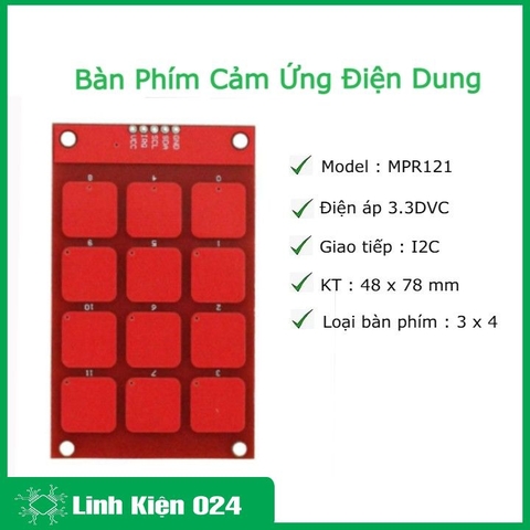 Bàn Phím Cảm Ứng Điện Dung 3x4 MPR121 (K3G9)