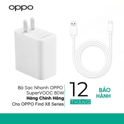 Bộ sạc siêu nhanh SuperVOOC 80W cho OPPO Find X8 / Find X8 Pro - Chính Hãng