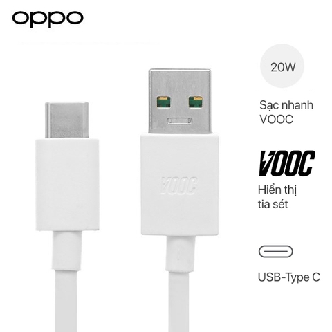 Cáp Sạc Nhanh VOOC Cho Realme 5 Pro - USB Type C - Hàng Chính Hãng