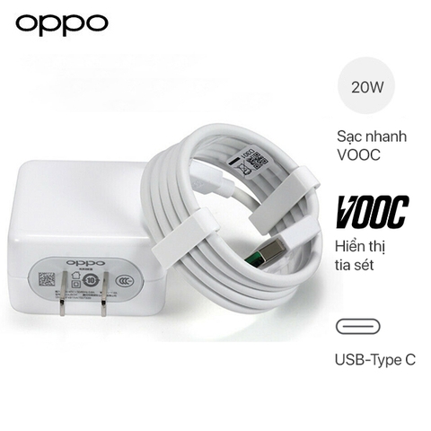 Bộ Sạc Nhanh Oppo Reno2/Reno2F VOOC 3.0 20W - Hàng Chính Hãng