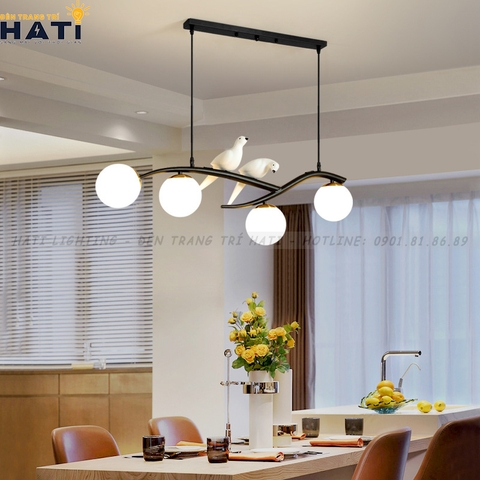 Đèn thả decor cành chim đậu màu đen