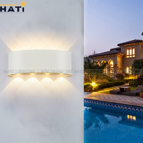 Đèn vách ngoài trời Nekita 8 bóng thân trắng