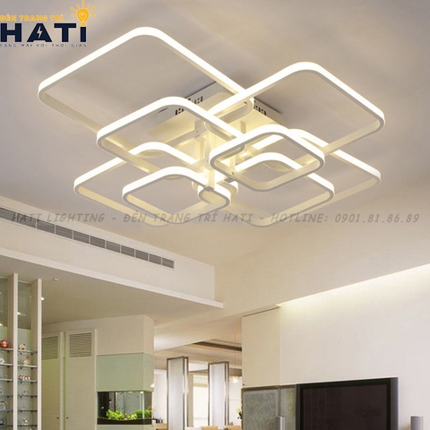 Đèn ốp trần led 8 ô vuông viền ngoài