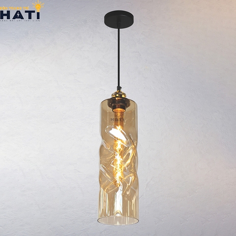 Đèn thả đơn thủy tinh chao trà hình trụ xoắn