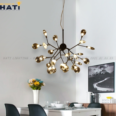 Đèn thả decor Hera 27 lá thân đen