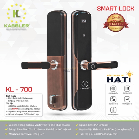 Khóa vân tay cửa gỗ Kassler KL-700