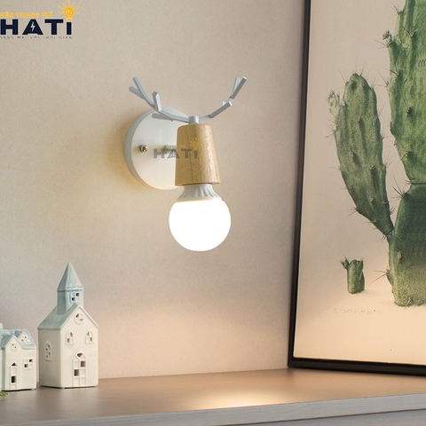 Đèn tường decor sừng hươu gỗ 