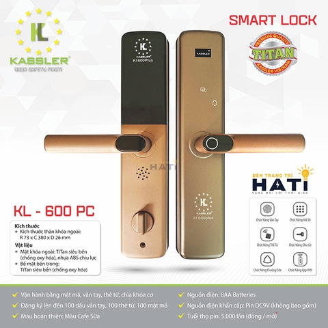 Khóa vân tay cửa gỗ Kassler KL-600 PC