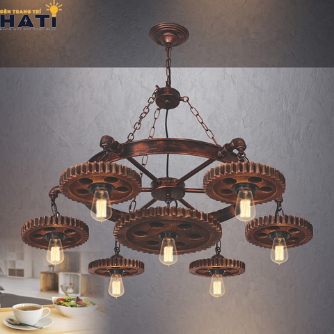 Đèn thả 7 bánh răng , xích sắt