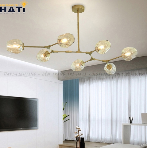 Đèn thả decor Nira 7 tay thân vàng