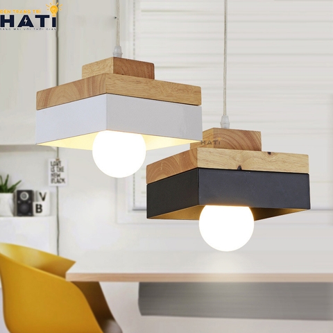 Đèn thả decor Merico vuông gỗ