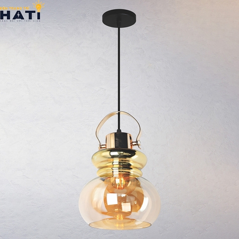 Đèn thả đơn thủy tinh chao trà hình ấm