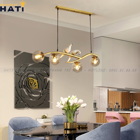 Đèn thả decor cành chim đậu màu vàng - TDC166/VA